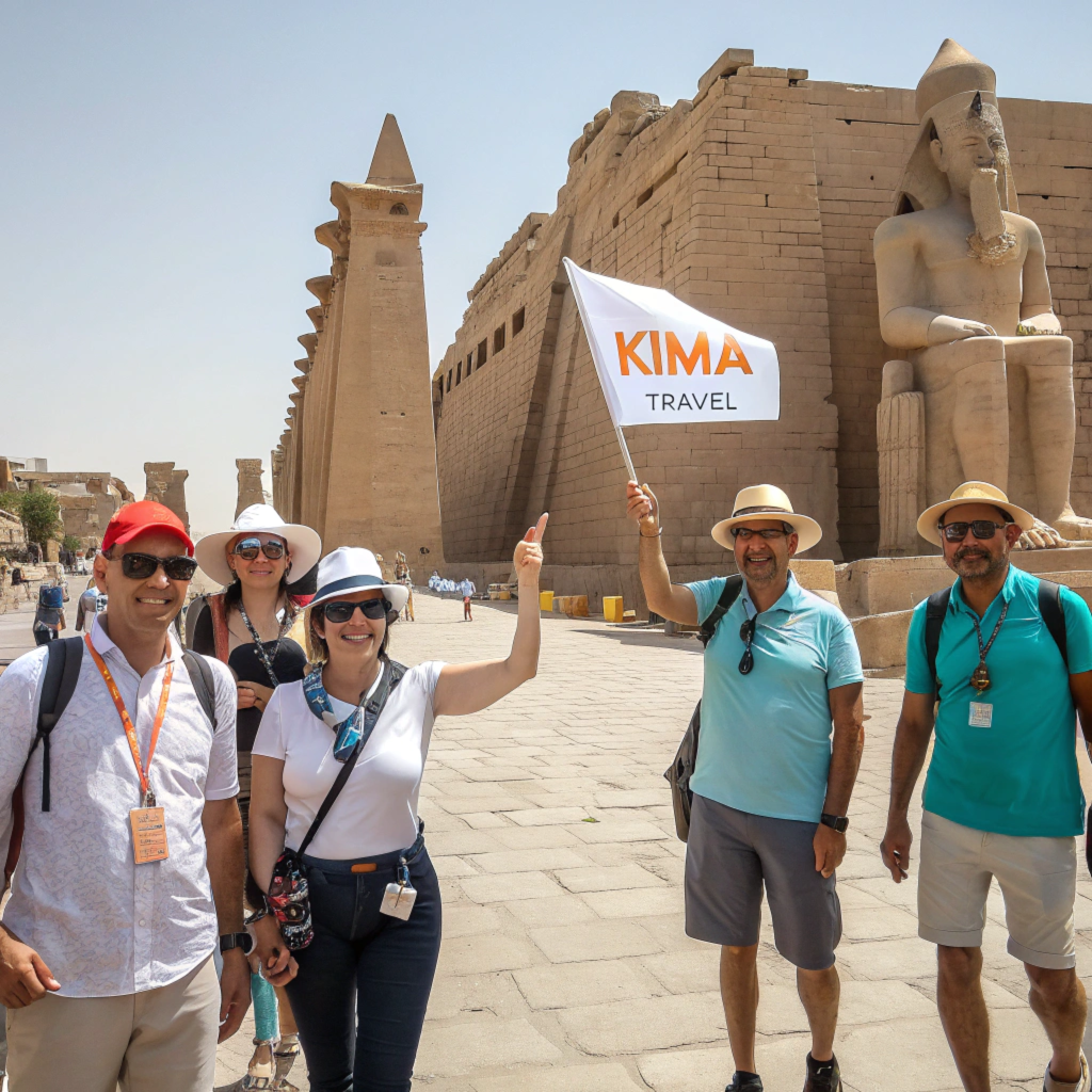 a diverse group of tourists standing in front of a 2